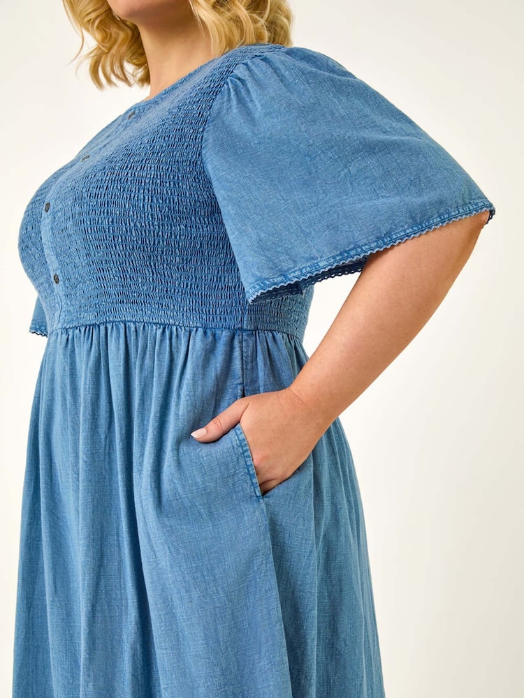 Robe mi-longue Roman Curve Denim froncé - Image 6 de 6 Robe mi-longue Roman Curve Denim froncé - Image 6 de 6
