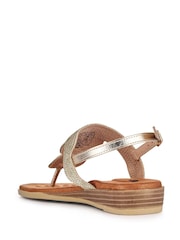 Pavers Gold Buckled Toe Post Sandals - Image 3 of 5