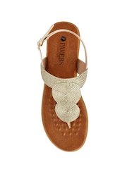Pavers Gold Buckled Toe Post Sandals - Image 4 of 5