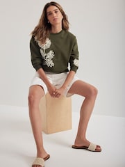 Mint Velvet Green Flower Sweat Top - Image 4 of 8
