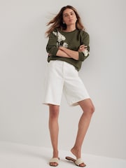 Mint Velvet Green Flower Sweat Top - Image 5 of 8