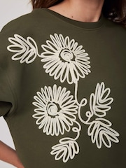 Mint Velvet Green Flower Sweat Top - Image 6 of 8