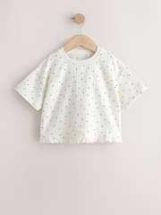 Ecru White Mono Spot Short Sleeve Frill Hem Top (3mths-7yrs) - Image 5 of 8