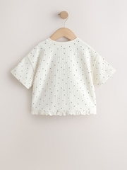 Ecru White Mono Spot Short Sleeve Frill Hem Top (3mths-7yrs) - Image 6 of 8
