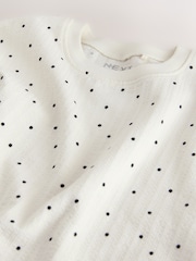 Ecru White Mono Spot Short Sleeve Frill Hem Top (3mths-7yrs) - Image 8 of 8