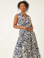 Roman Blue Petite Abstract Midi Shirt Dress - Image 1 of 5