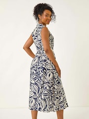 Roman Blue Petite Abstract Midi Shirt Dress - Image 3 of 5