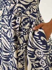 Roman Blue Petite Abstract Midi Shirt Dress - Image 5 of 5