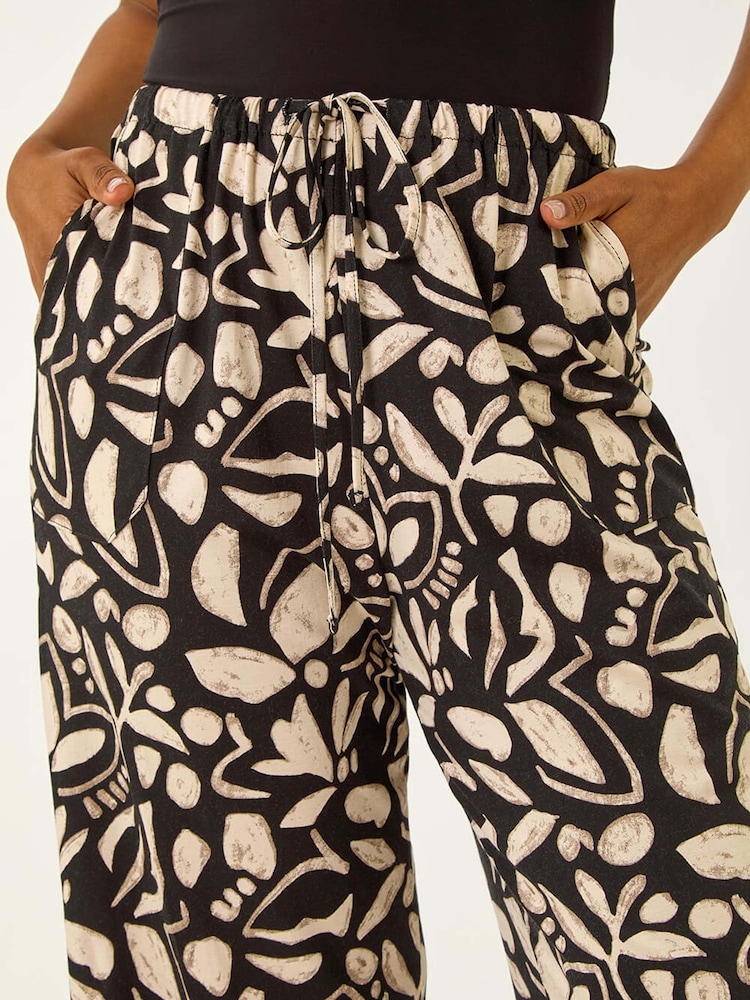 Roman Black Petite Abstract Stretch Trousers - Image 5 of 5