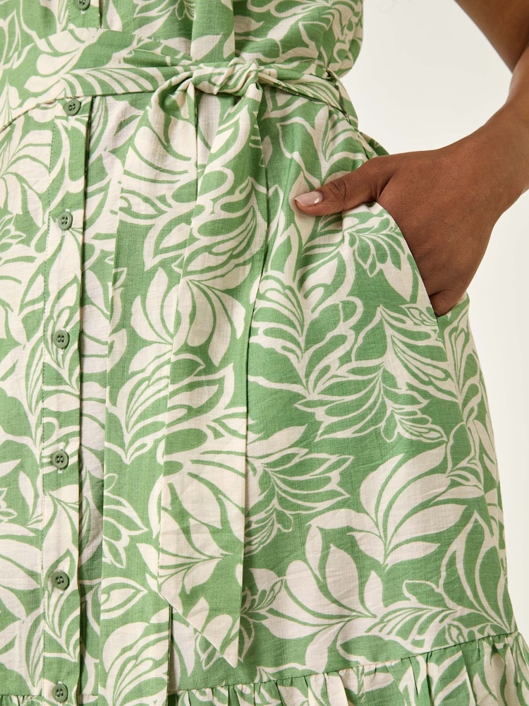 Roman Green Petite Leaf Print Shirt Dress - Image 5 of 5