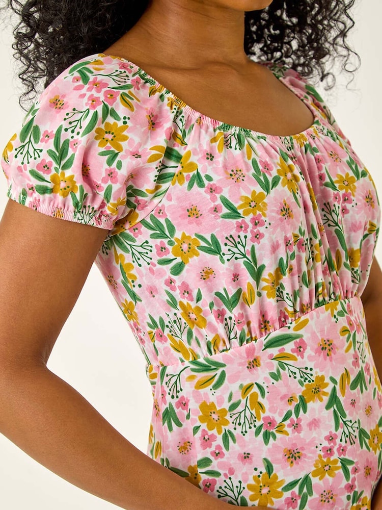 Roman Petite Floral Print Frill Stretch Dress - Imagen 5 de 5 Roman Petite Floral Print Frill Stretch Dress - Imagen 5 de 5