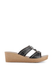 Pavers Black Extra Cushioned Slip On Wedge Mules - Image 1 of 5