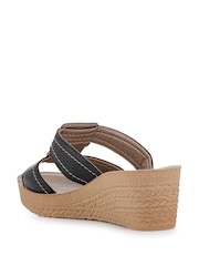 Pavers Black Extra Cushioned Slip On Wedge Mules - Image 3 of 5