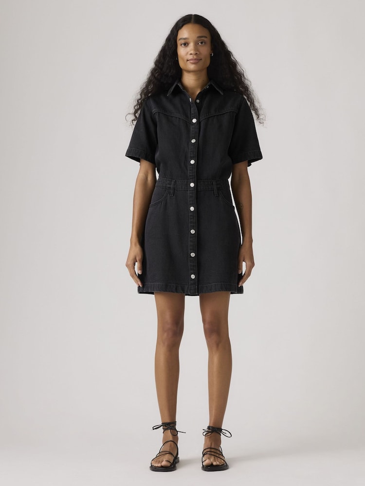 Levi's® Black Denim Short Sleeve Logan Western Dress - Image 1 of 6