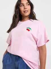 Simply Be Pink Embroidered T-Shirts 2 Pack - Image 5 of 7