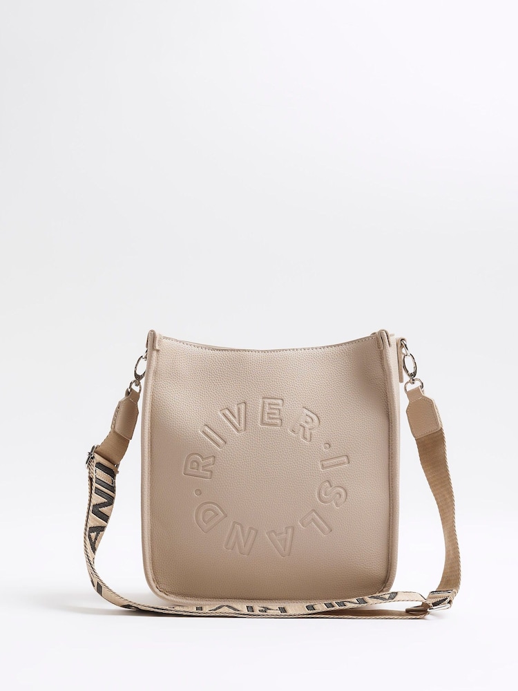 River Island Brown Beige Logo Messenger Bag - Image 2 of 6 River Island Brown Beige Logo Messenger Bag - Image 2 of 6