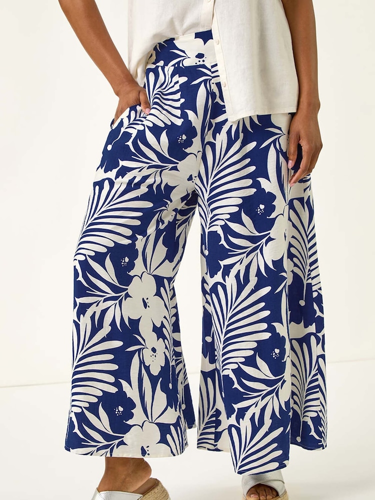 Roman Blue Multi Floral Print Culottes - Image 1 of 5