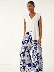 Roman Blue Multi Floral Print Culottes - Image 3 of 5