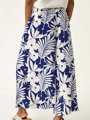 Roman Blue Multi Floral Print Culottes - Image 4 of 5
