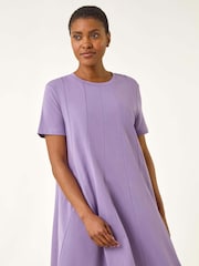 Roman Purple Cotton Panelled Swing Stretch Dress - Image 2 of 5