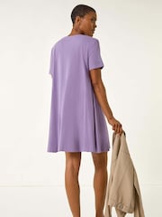 Roman Purple Cotton Panelled Swing Stretch Dress - Image 3 of 5