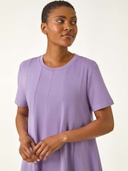 Roman Purple Cotton Panelled Swing Stretch Dress - Image 4 of 5
