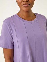 Roman Purple Cotton Panelled Swing Stretch Dress - Image 5 of 5