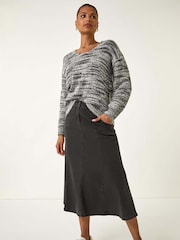 Roman Black Shimmer V-Neck Knitted Jumper - Image 2 of 5