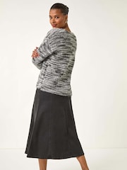 Roman Black Shimmer V-Neck Knitted Jumper - Image 3 of 5