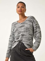 Roman Black Shimmer V-Neck Knitted Jumper - Image 4 of 5