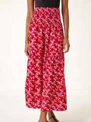 Roman Red Abstract Print Shirred Multiway Skirt - Image 1 of 5