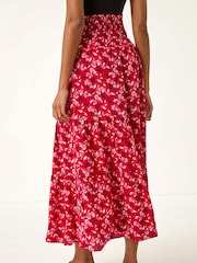 Roman Red Abstract Print Shirred Multiway Skirt - Image 4 of 5