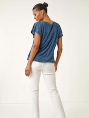 Azul - Blusa Roman Burnout com bainha bolha - Imagem 3 de 5