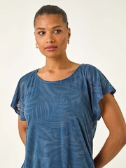 Azul - Blusa Roman Burnout com bainha bolha - Imagem 4 de 5