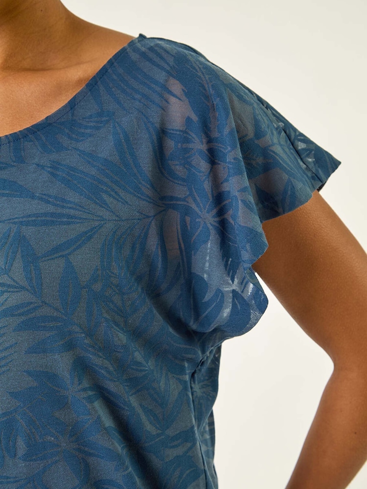 Azul - Blusa Roman Burnout com bainha bolha - Imagem 5 de 5