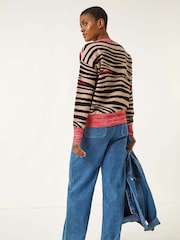 Roman Black Contrast Animal Print Knit Jumper - Image 3 of 5