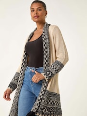 Roman Grey Nordic Pattern Fringe Detail Cardigan - Image 2 of 5