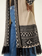 Roman Grey Nordic Pattern Fringe Detail Cardigan - Image 3 of 5