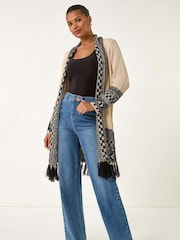 Roman Grey Nordic Pattern Fringe Detail Cardigan - Image 4 of 5
