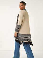 Roman Grey Nordic Pattern Fringe Detail Cardigan - Image 5 of 5