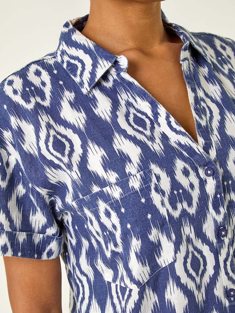 Roman Ikat Print Linen Mix Blouse - Изображение 5 из 5
