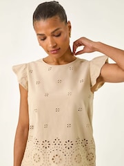 Roman Natural Broderie Hem Stretch Blouse - Image 2 of 5
