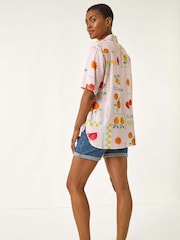 Roman Pink Fruit Print Collared Shirt - Image 4 of 5