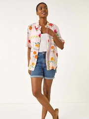 Roman Pink Fruit Print Collared Shirt - Image 5 of 5