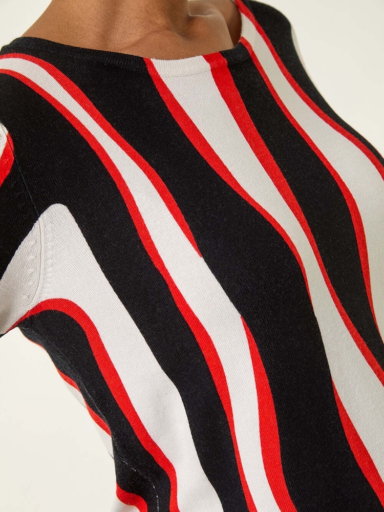 Roman Black Wave Print Knit Jumper - Image 5 of 5
