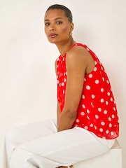 Roman Red Spot Print Double Layered Pleated Blouse - Image 2 of 5