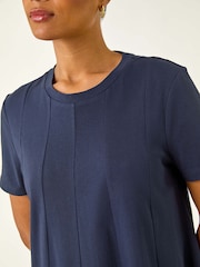 Roman Blue Cotton Panelled Swing Stretch Dress - Image 5 of 5