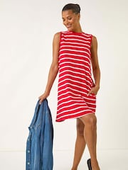Roman Red Stripe Jersey A-Line Dress - Image 1 of 5