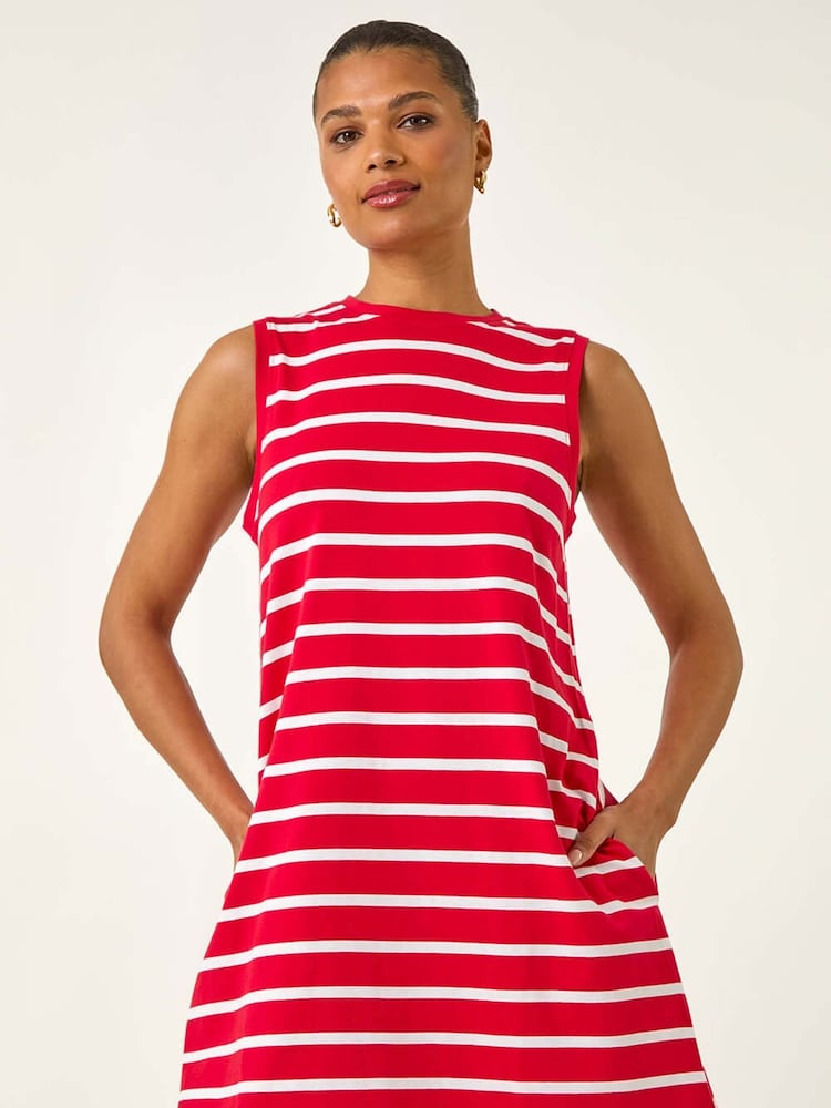 Roman Red Stripe Jersey A-Line Dress - Image 2 of 5