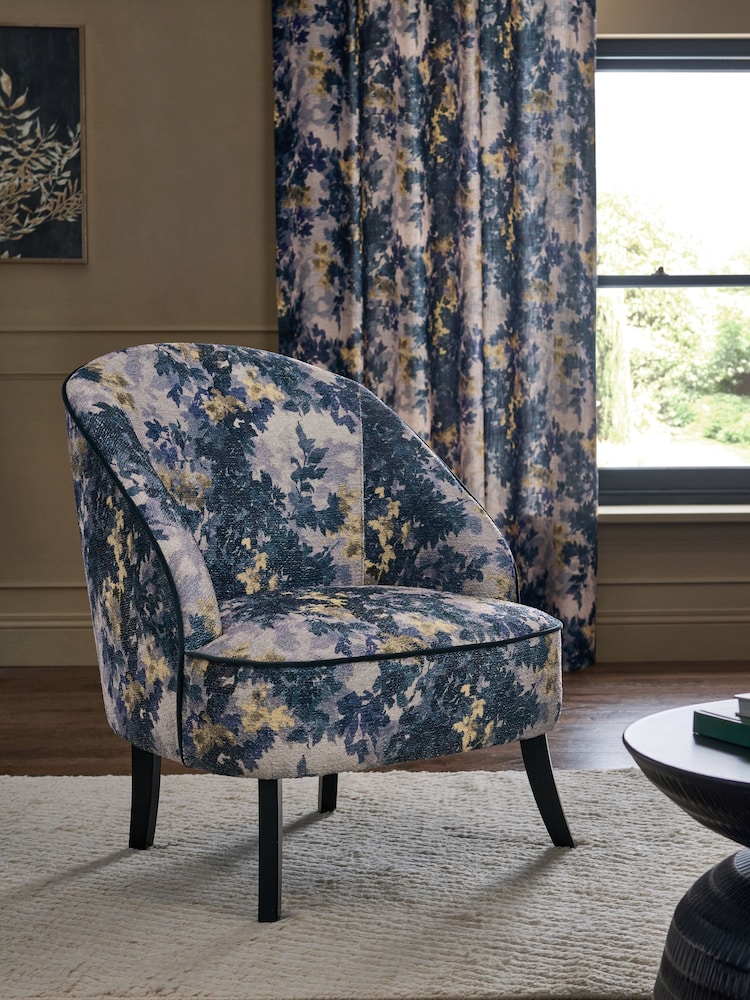 Boucle Chenille Yellow Floral Tapestry Print Remi High Back Accent Chair - Image 1 of 6